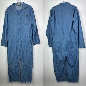Rosies Denim Coveralls Large Front Closure Knee Pockets Size Large